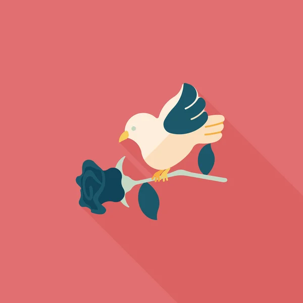 San Valentín amante pájaro icono plano con sombra larga, eps10 — Vector de stock