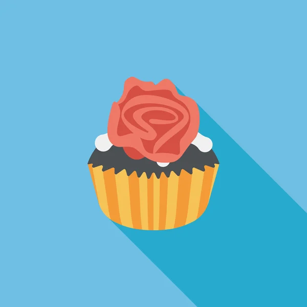 Aftelkalender voor Valentijnsdag cupcake platte pictogram met lange schaduw, eps10 — Stockvector