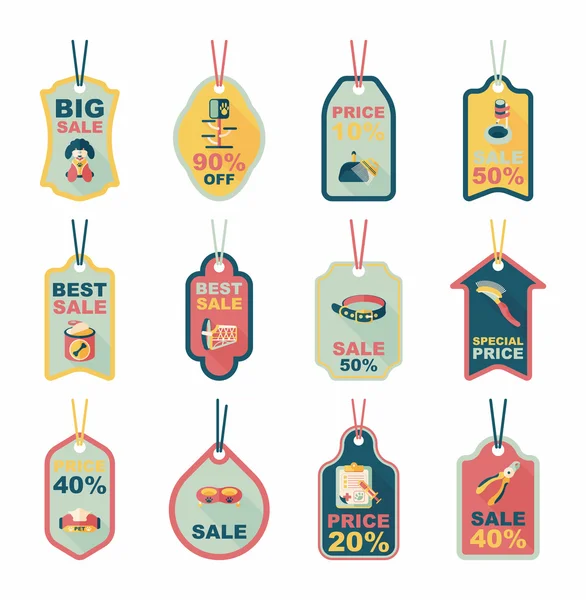 Pet tag flache banner design hintergrund set, eps10 — Stockvektor