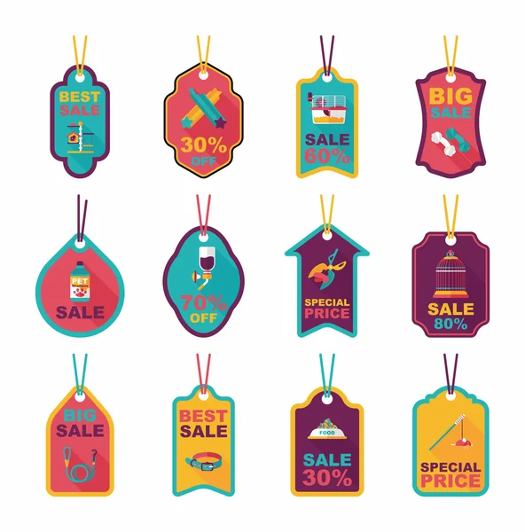 Pet tag flache banner design hintergrund set, eps10 — Stockvektor