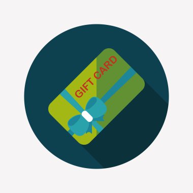 hediye kartı düz simgesi uzun gölge, eps10 ile alışveriş