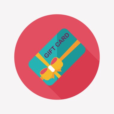 hediye kartı düz simgesi uzun gölge, eps10 ile alışveriş