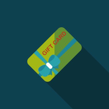hediye kartı düz simgesi uzun gölge, eps10 ile alışveriş