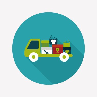 yük taşıma düz simgesi uzun gölge, eps10 ile alışveriş