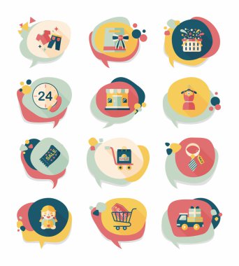 alışveriş konuşma balonu düz tasarım arka plan ayarlamak, eps10