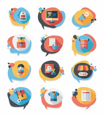alışveriş konuşma balonu düz tasarım arka plan ayarlamak, eps10