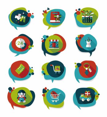 alışveriş konuşma balonu düz tasarım arka plan ayarlamak, eps10