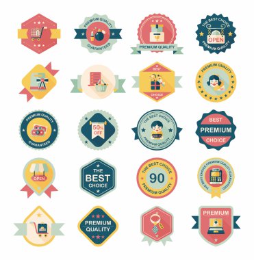 alışveriş rozet düz tasarım arka plan ayarlamak, eps10