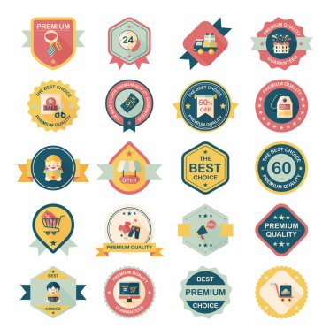 alışveriş rozet düz tasarım arka plan ayarlamak, eps10