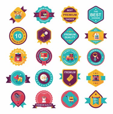 alışveriş rozet düz tasarım arka plan ayarlamak, eps10