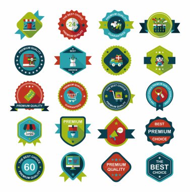 alışveriş rozet düz tasarım arka plan ayarlamak, eps10