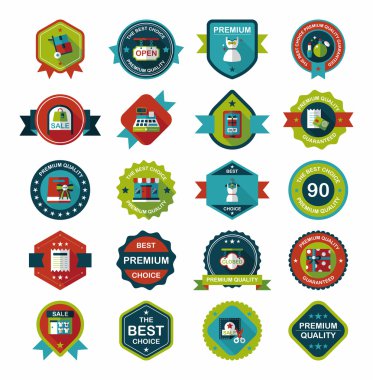 alışveriş rozet düz tasarım arka plan ayarlamak, eps10