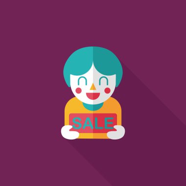 Uzun Gölge, eps10 Satılık Alışverişkoliğin düz simgesiyle