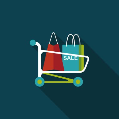 Uzun Gölge, eps10 ile alışveriş sepeti düz simgesi