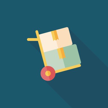 alışveriş arabası düz simgesi uzun gölge, eps10 ile işleme