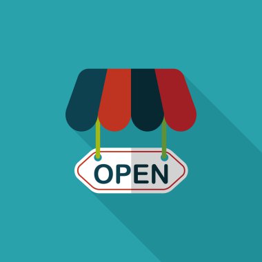 Uzun Gölge, eps10 ile alışveriş mağazası işareti düz simgesi