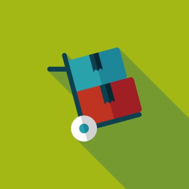 alışveriş arabası düz simgesi uzun gölge, eps10 ile işleme