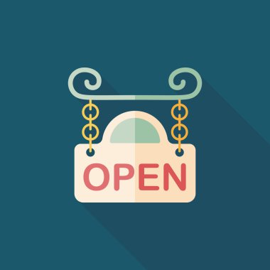 Uzun Gölge, eps10 ile alışveriş mağazası işareti düz simgesi