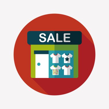 Satılık Mağaza uzun gölge, eps10 düz simgesiyle