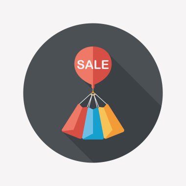 kağıt çanta düz simgesi uzun gölge, eps10 ile alışveriş