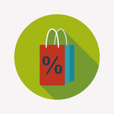 kağıt çanta düz simgesi uzun gölge, eps10 ile alışveriş