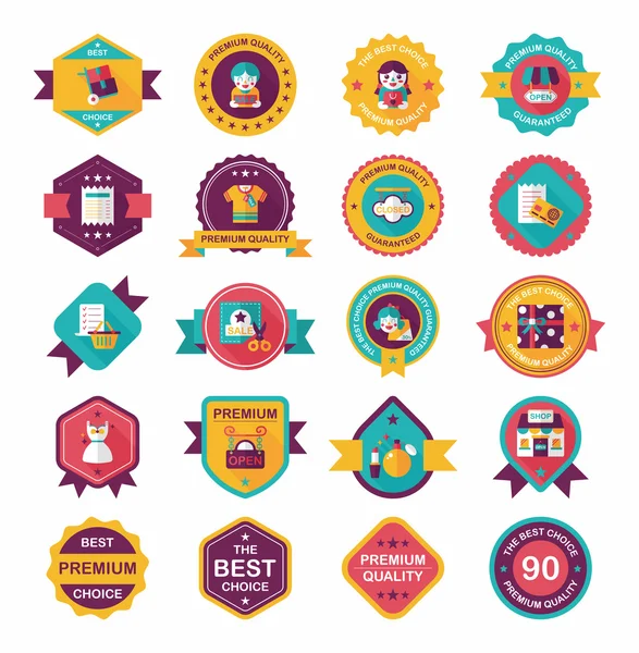 Badge shopping fond plat, eps10 — Image vectorielle