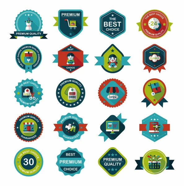 Badge shopping fond plat, eps10 — Image vectorielle