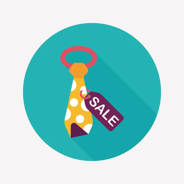 Shopping vente cravate icône plate avec ombre longue, eps10 — Image vectorielle