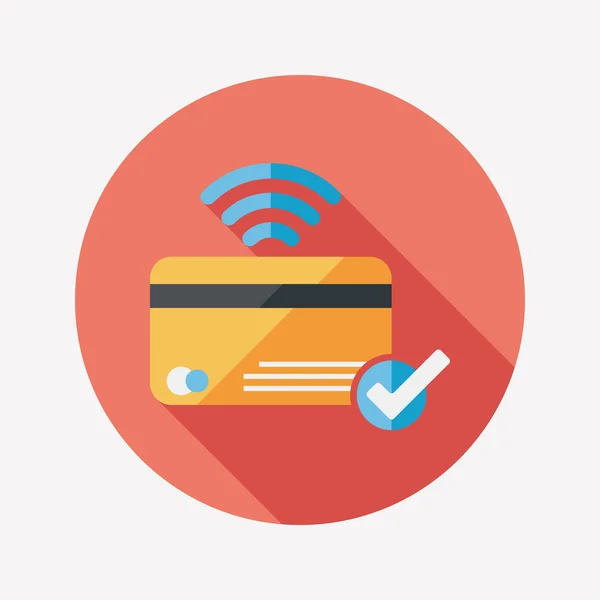 Shopping carte de crédit icône plate avec ombre longue, eps10 — Image vectorielle