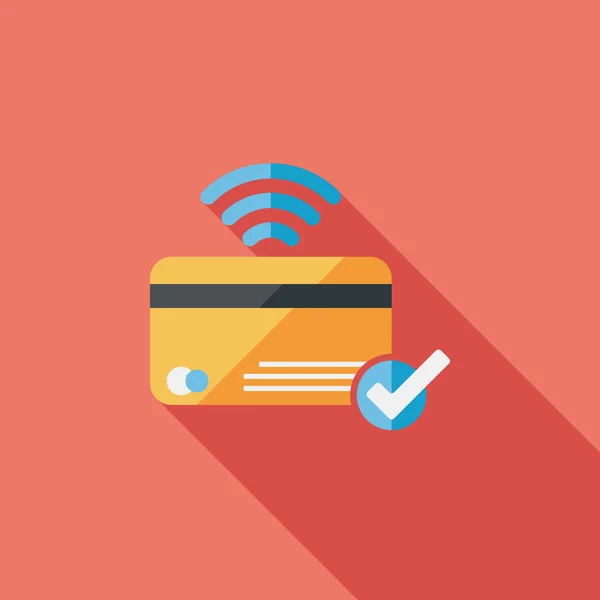 Shopping carta di credito flat icon with long shadow, eps10 — Vettoriale Stock