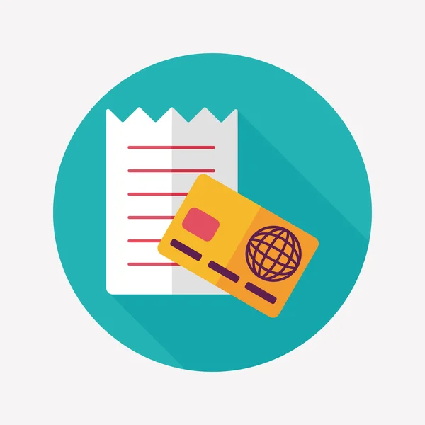 Shopping carte de crédit facture icône plate avec ombre longue, eps10 — Image vectorielle