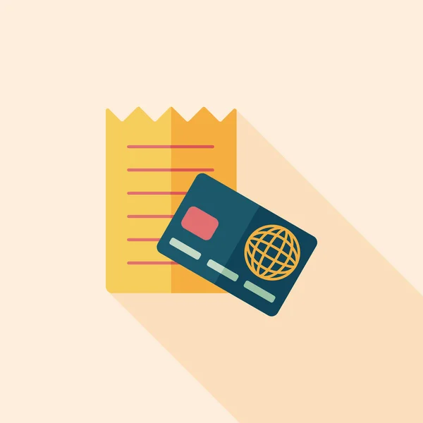 Shopping carte de crédit facture icône plate avec ombre longue, eps10 — Image vectorielle