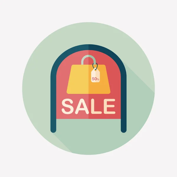 Shopping magasin vente signe icône plate avec ombre longue, eps10 — Image vectorielle