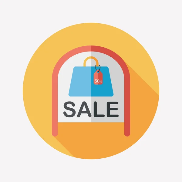 Shopping store segno di vendita icona piatta con lunga ombra, eps10 — Vettoriale Stock