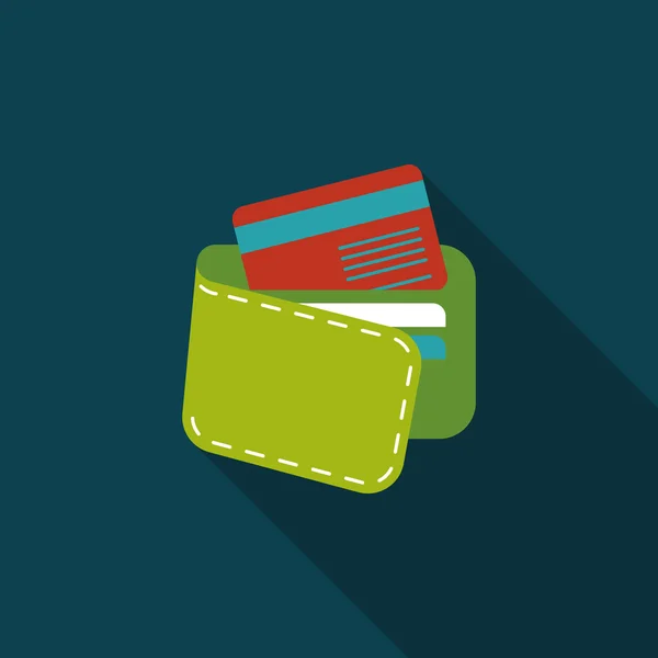 Uzun gölgeli alışveriş cüzdanı simgesi, eps10 — Stok Vektör