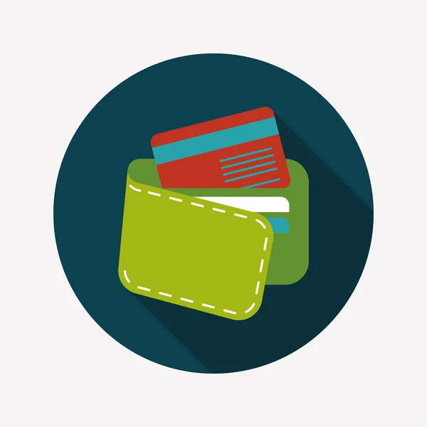 Shopping plånbok platt ikon med lång skugga, eps10 — Stock vektor