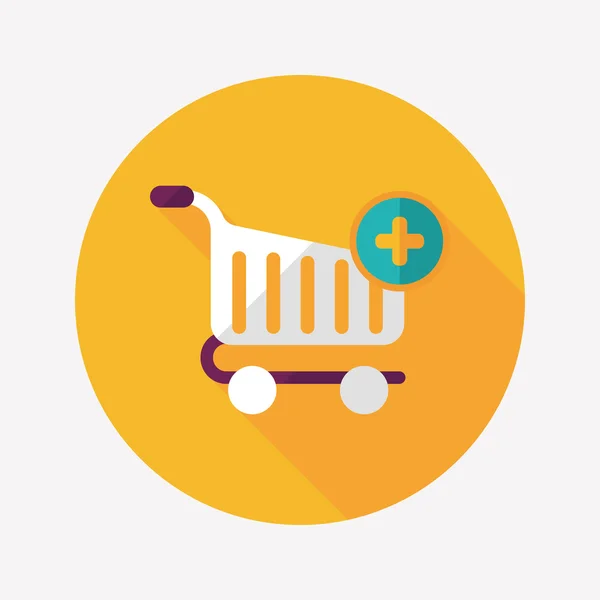 Shopping cart flat icon with long shadow,eps10 — Stock Vector