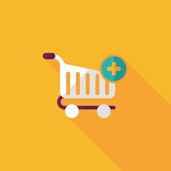 Shopping cart flat icon with long shadow,eps10 — Stock Vector