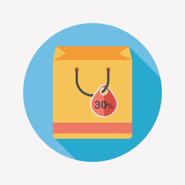 kağıt çanta düz simgesi uzun gölge, eps1 ile alışveriş