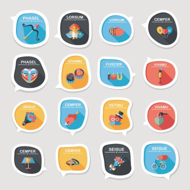 Sevgililer günü poster düz afiş tasarım düz arka plan ayarlamak, eps10