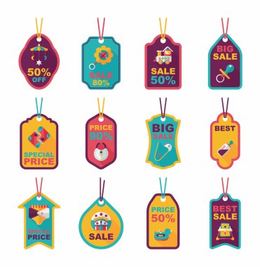 Bebek etiketi afiş tasarım düz arka plan ayarlamak, eps10