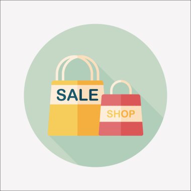 kağıt çanta düz simgesi uzun gölge, eps10 ile alışveriş