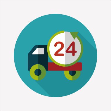 24 saat alışveriş navlun taşıma uzun gölge, düz simgesiyle e