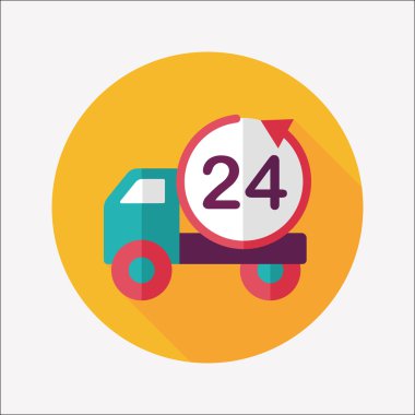 24 saat alışveriş navlun taşıma uzun gölge, düz simgesiyle e