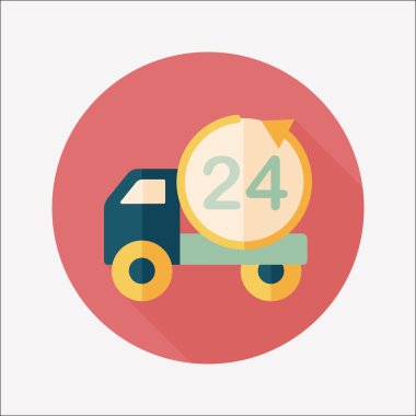 24 saat alışveriş navlun taşıma uzun gölge, düz simgesiyle e