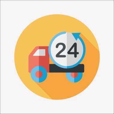 24 saat alışveriş navlun taşıma uzun gölge, düz simgesiyle e
