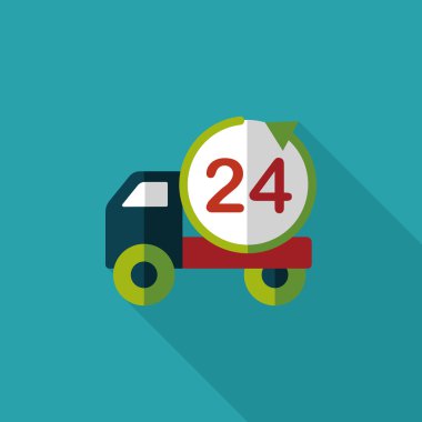 24 saat alışveriş navlun taşıma uzun gölge, düz simgesiyle e