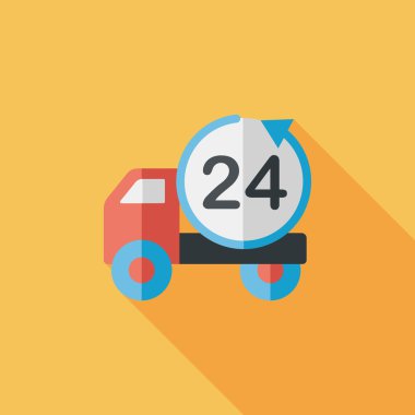 24 saat alışveriş navlun taşıma uzun gölge, düz simgesiyle e