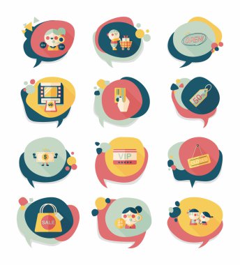 alışveriş konuşma balonu düz tasarım arka plan ayarlamak, eps10
