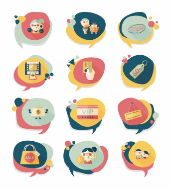 alışveriş konuşma balonu düz tasarım arka plan ayarlamak, eps10